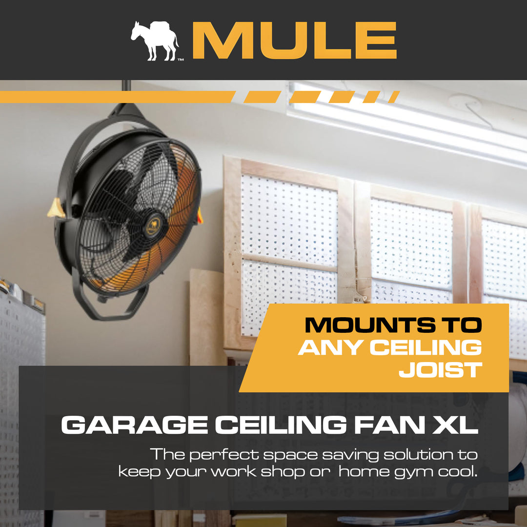 Mule 18" Fan XL, Dual Height Ceiling Mounting Options, Standard 3-Prong Plug
