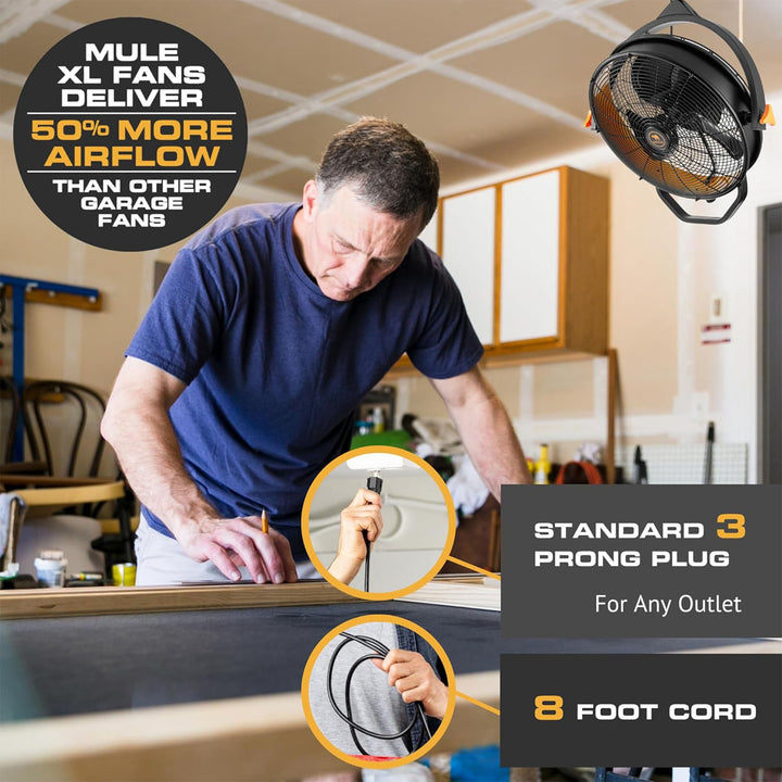 Mule 18" Fan XL, Dual Height Ceiling Mounting, Standard 3-Prong Plug (Open Box)