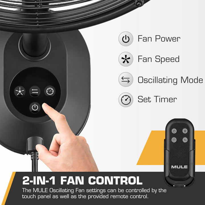 Mule Oscillating Fan w/ Remote, 18 Inch Wall Mount Fan for Workshop (Open Box)