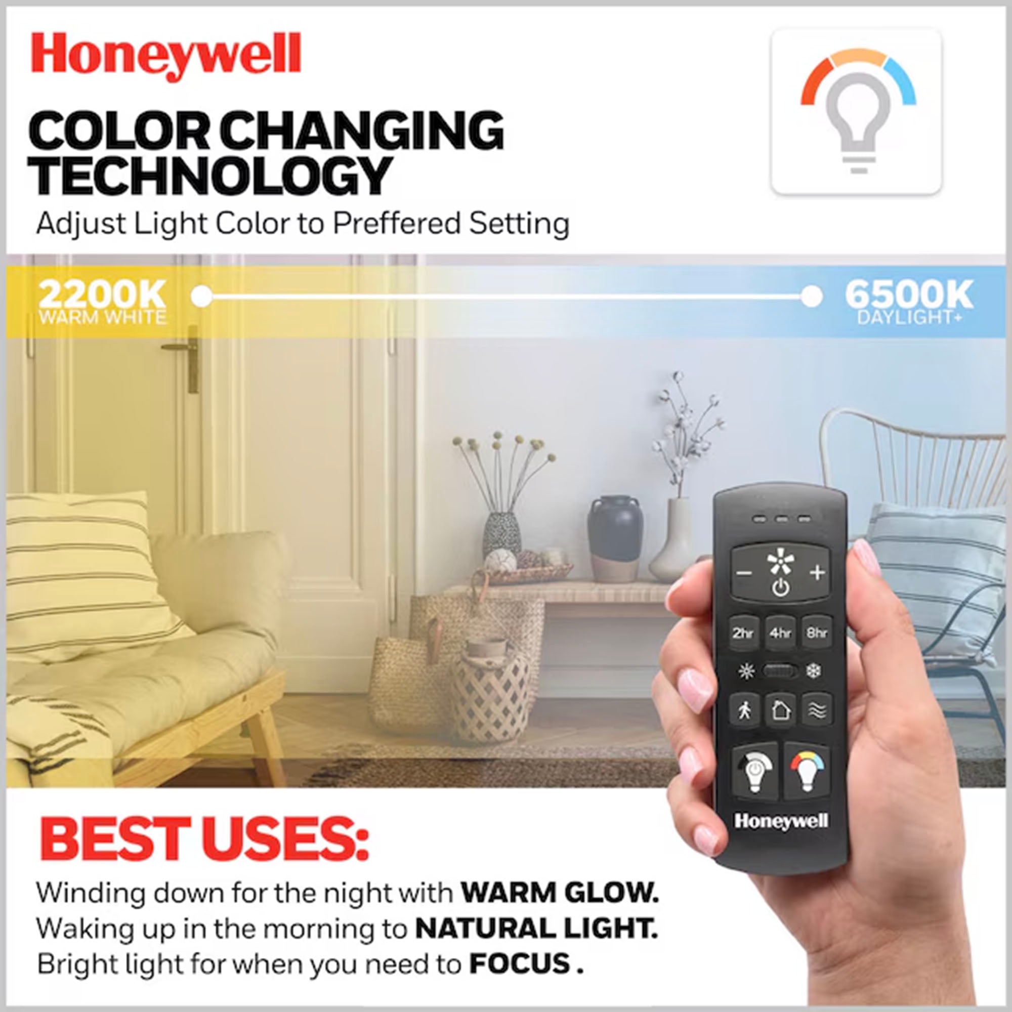 Honeywell 52" Modern Ceiling Fan LED Remote 5 Blade Indoor Tynesdale, (Open Box)