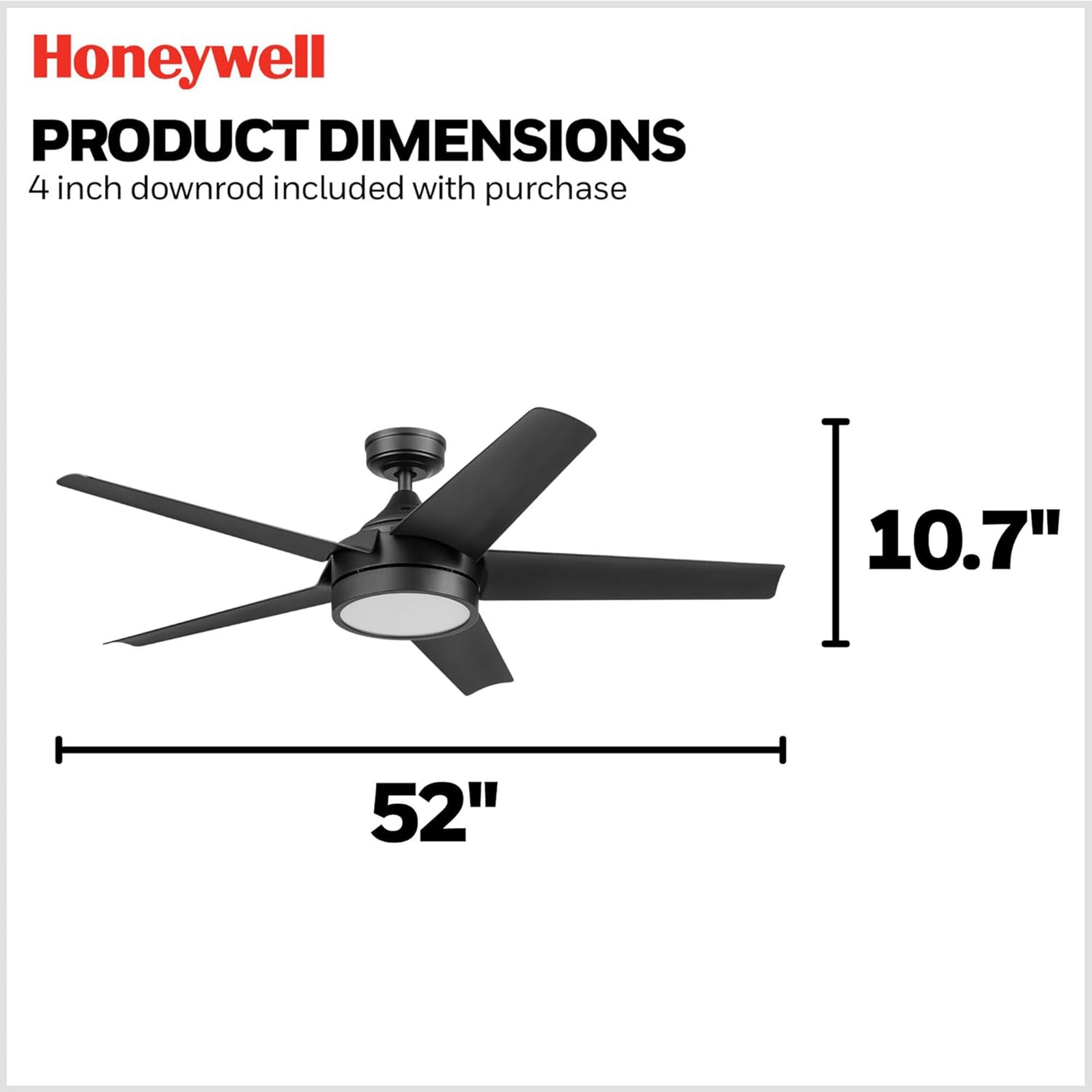 Honeywell Byard 52” Ceiling Fan with LED Light and Remote Control (Open Box) - VMInnovations