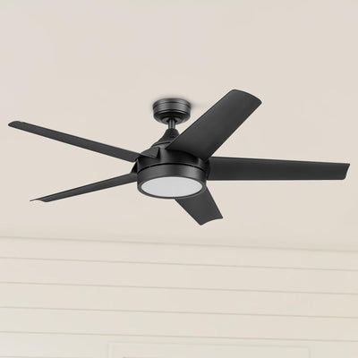 Honeywell Byard 52” Ceiling Fan with LED Light and Remote Control, Matte Black - VMInnovations