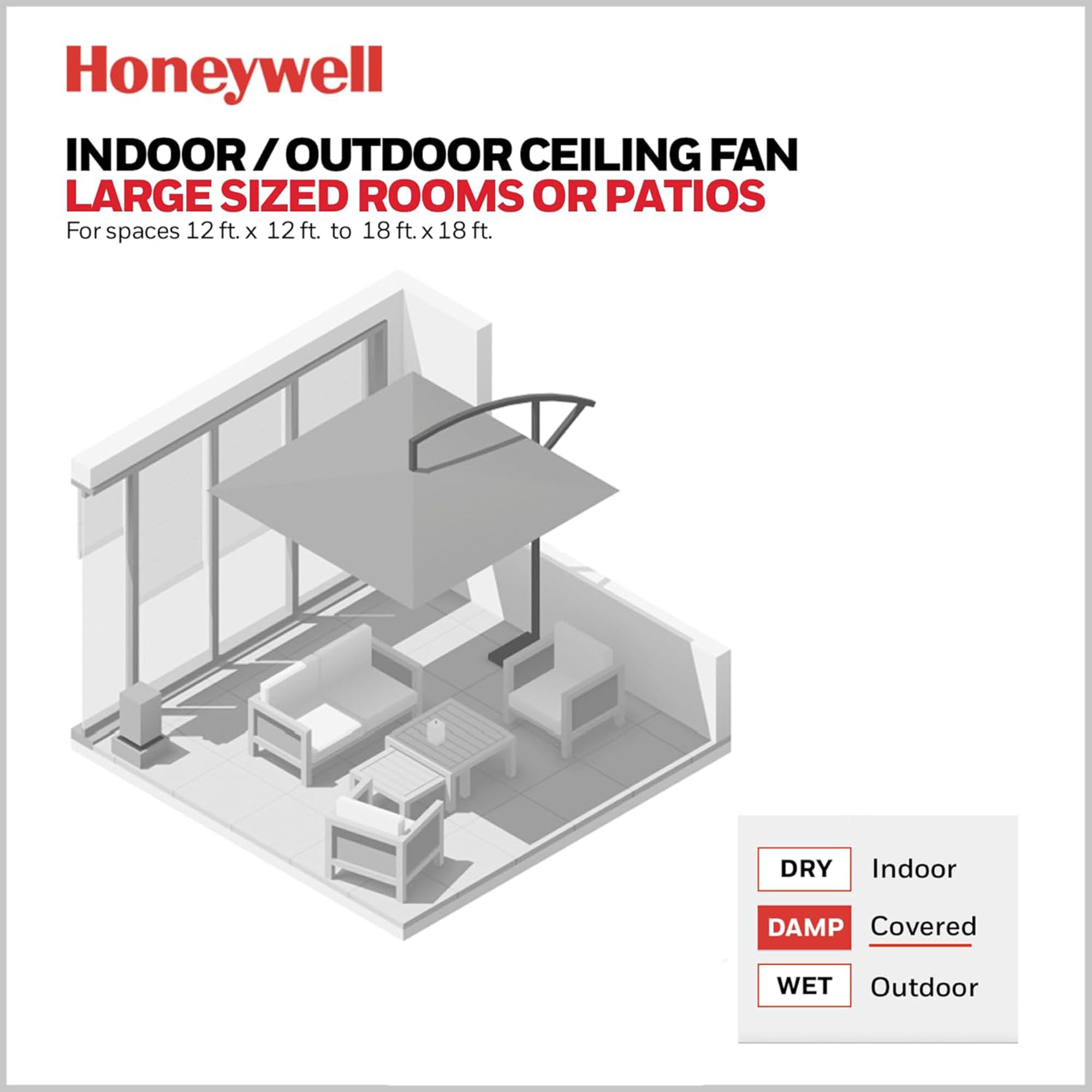 Honeywell 52" Ceiling Fan w/ Remote, & Reversible Blades, Matte Black (Open Box) - VMInnovations