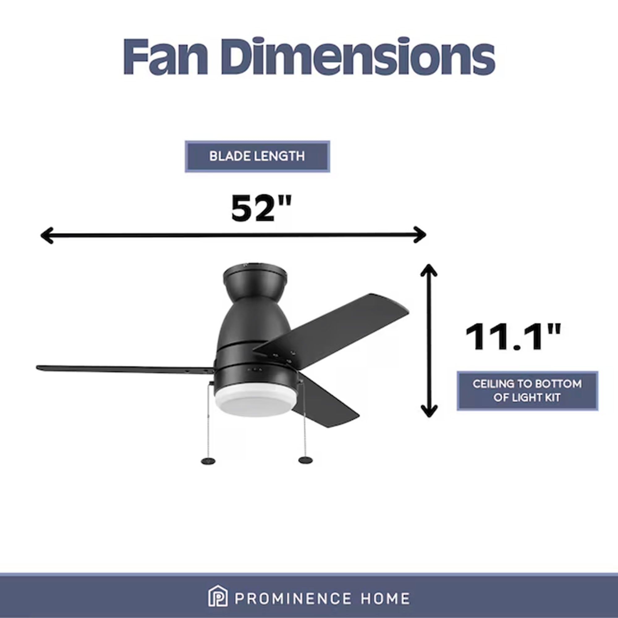 Prominence Home Fawn 44" Ceiling Fan w/Light, Remote, & 3 Blades, Black/Chestnut - VMInnovations