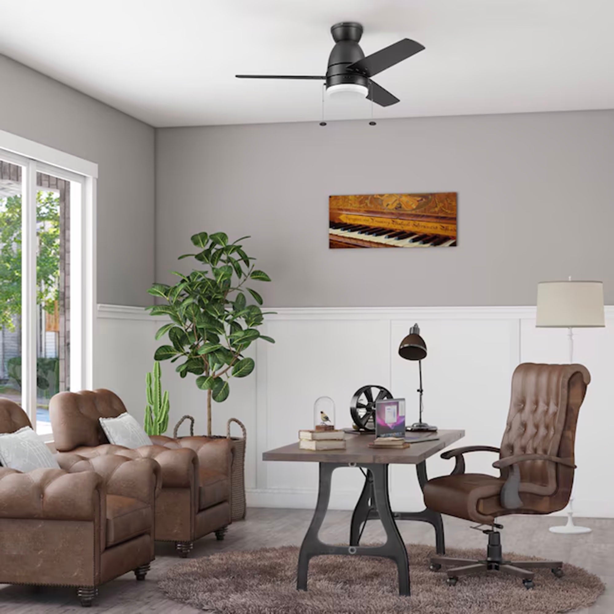 Prominence Home Fawn 44" Ceiling Fan w/Light, Remote, & 3 Blades, Black/Chestnut - VMInnovations