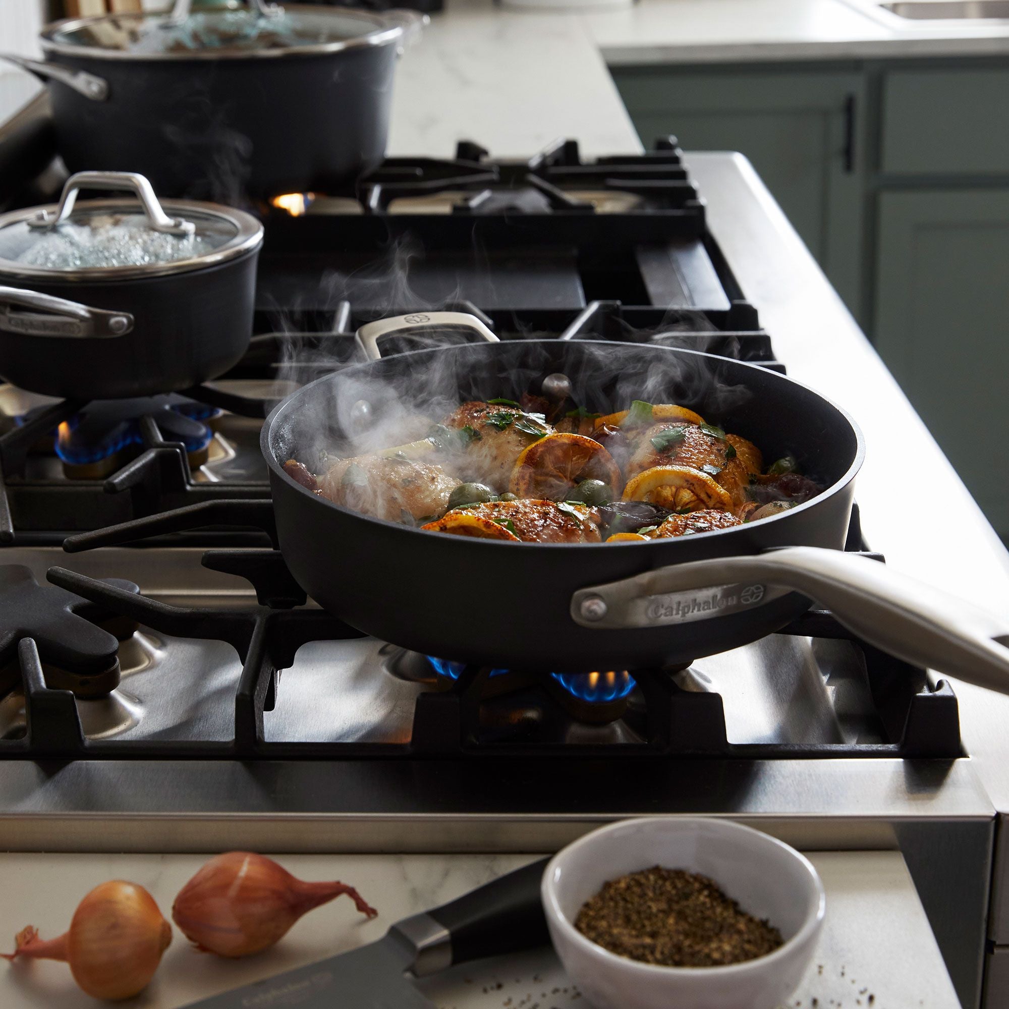 Calphalon Premier Hard-Anodized Nonstick Aluminum Cookware Set, 13-Piece Set (For Parts)