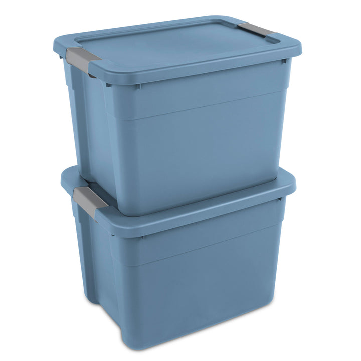 Sterilite 12 Gallon Latching Tote, Stackable Storage Bin with Lid, Blue, 12 Pack - VMInnovations