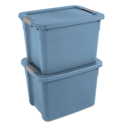 Sterilite 12 Gallon Latching Tote, Stackable Storage Bin with Lid, Blue, 24 Pack
