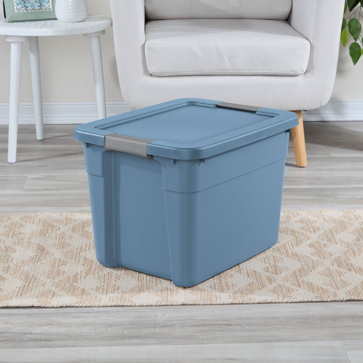 Sterilite 12 Gallon Latching Tote, Stackable Storage Bin with Lid, Blue, 24 Pack