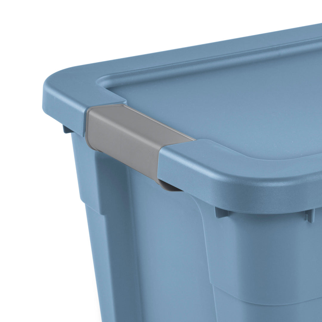 Sterilite 12 Gallon Latching Tote, Stackable Storage Bin with Lid, Blue, 18 Pack