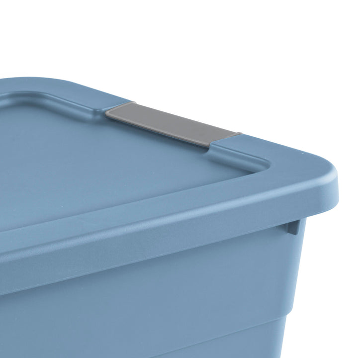 Sterilite 12 Gallon Latching Tote, Stackable Storage Bin with Lid, Blue, 24 Pack
