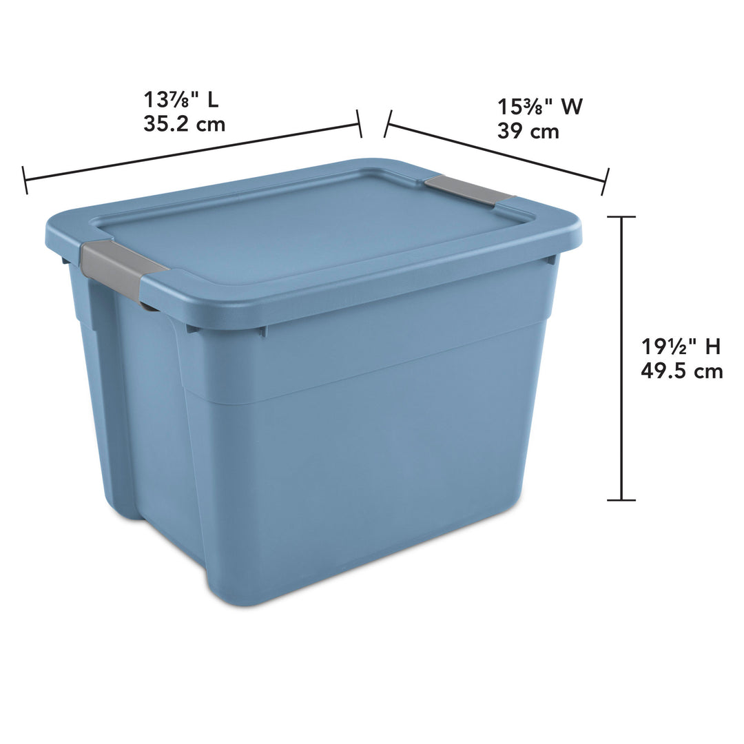 Sterilite 12 Gallon Latching Tote, Stackable Storage Bin with Lid, Blue, 24 Pack