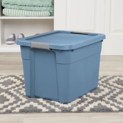Sterilite 12 Gallon Latching Tote, Stackable Storage Bin with Lid, Blue, 24 Pack
