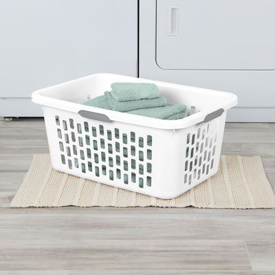 Sterilite Laundry Basket, 2 Bushel Plastic Hamper with Handles, White, 24 Pack