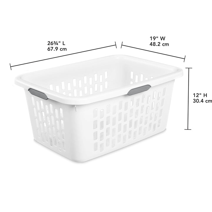 Sterilite Laundry Basket, 2 Bushel Plastic Hamper with Handles, White, 12 Pack