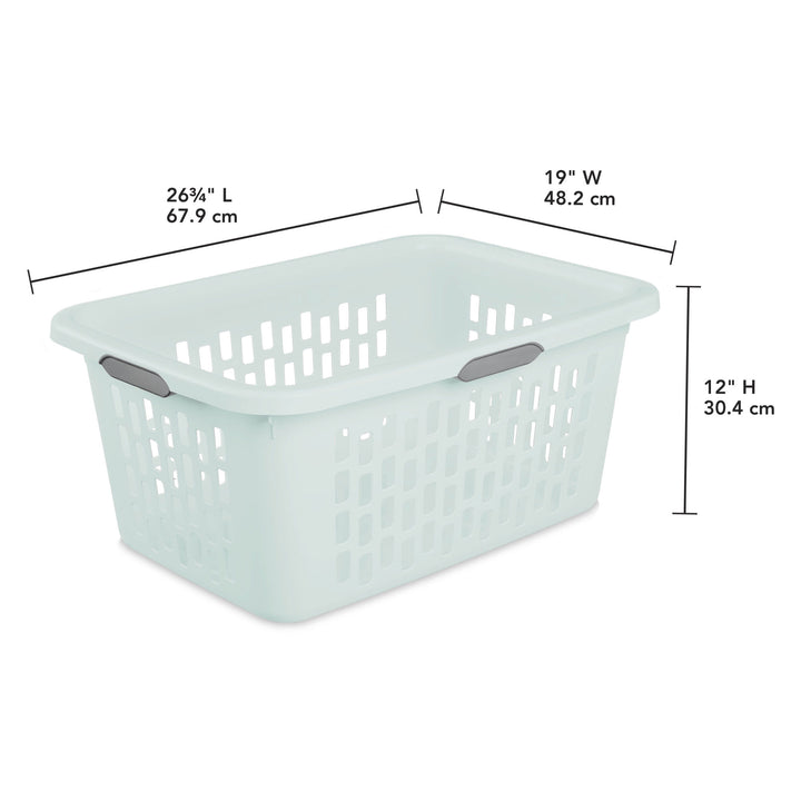 Sterilite Laundry Basket, 2 Bushel Plastic Hamper with Handles, Mint, 24 Pack