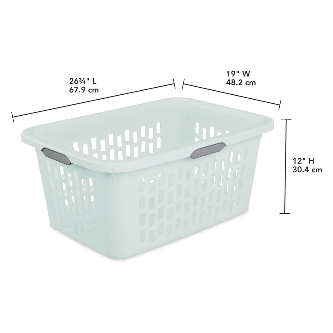 Sterilite Laundry Basket, 2 Bushel Plastic Hamper with Handles, Mint, 6 Pack