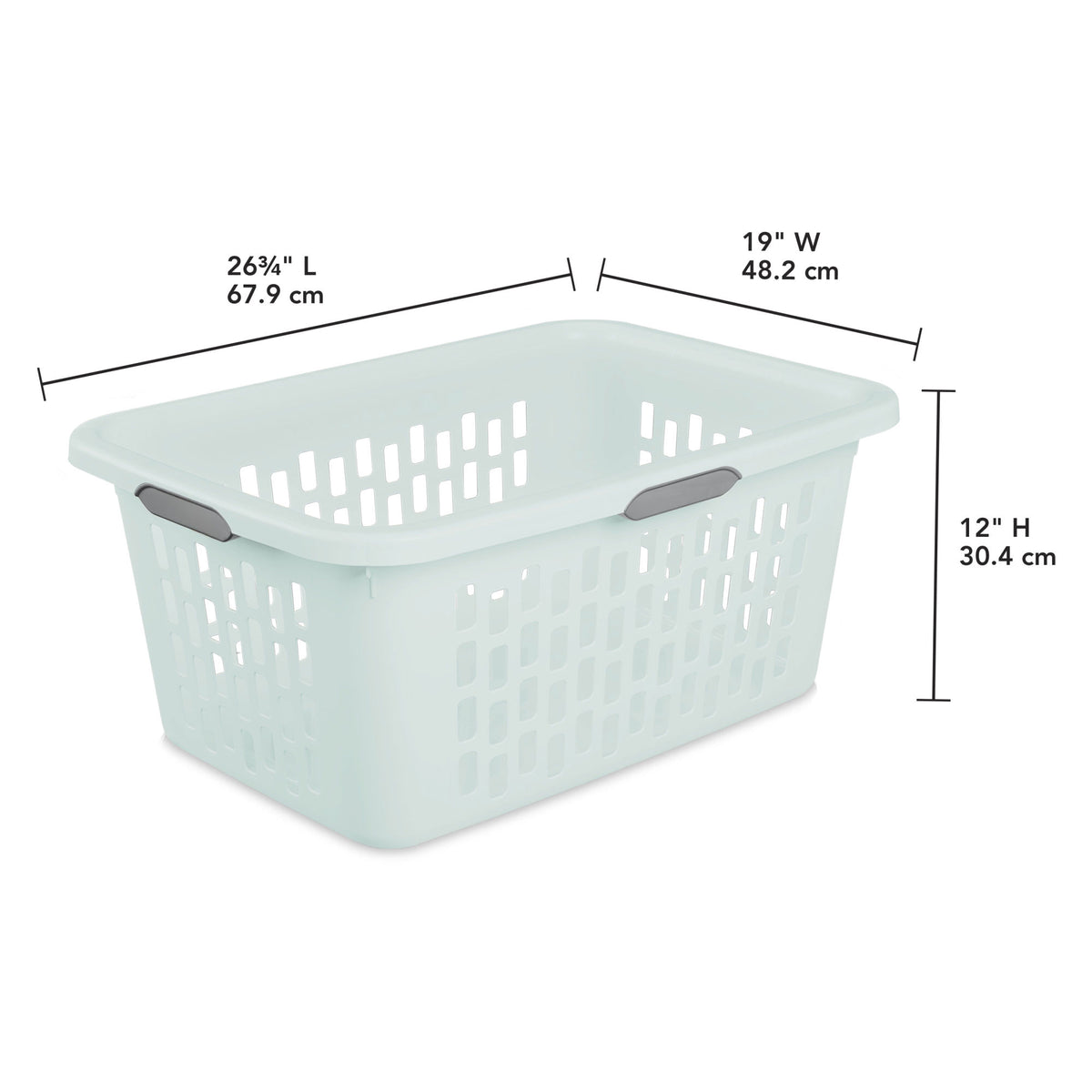 Sterilite Laundry Basket, 2 Bushel Plastic Hamper with Handles, Mint, 18 Pack