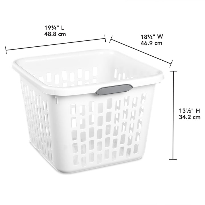 Sterilite Laundry Basket, 1.5 Bushel Plastic Hamper with Handles, White, 12 Pack