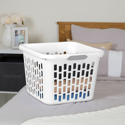 Sterilite Laundry Basket, 1.5 Bushel Plastic Hamper with Handles, White, 12 Pack - VMInnovations