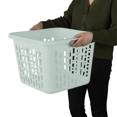 Sterilite Laundry Basket, 1.5 Bushel Plastic Hamper with Handles, Mint, 12 Pack