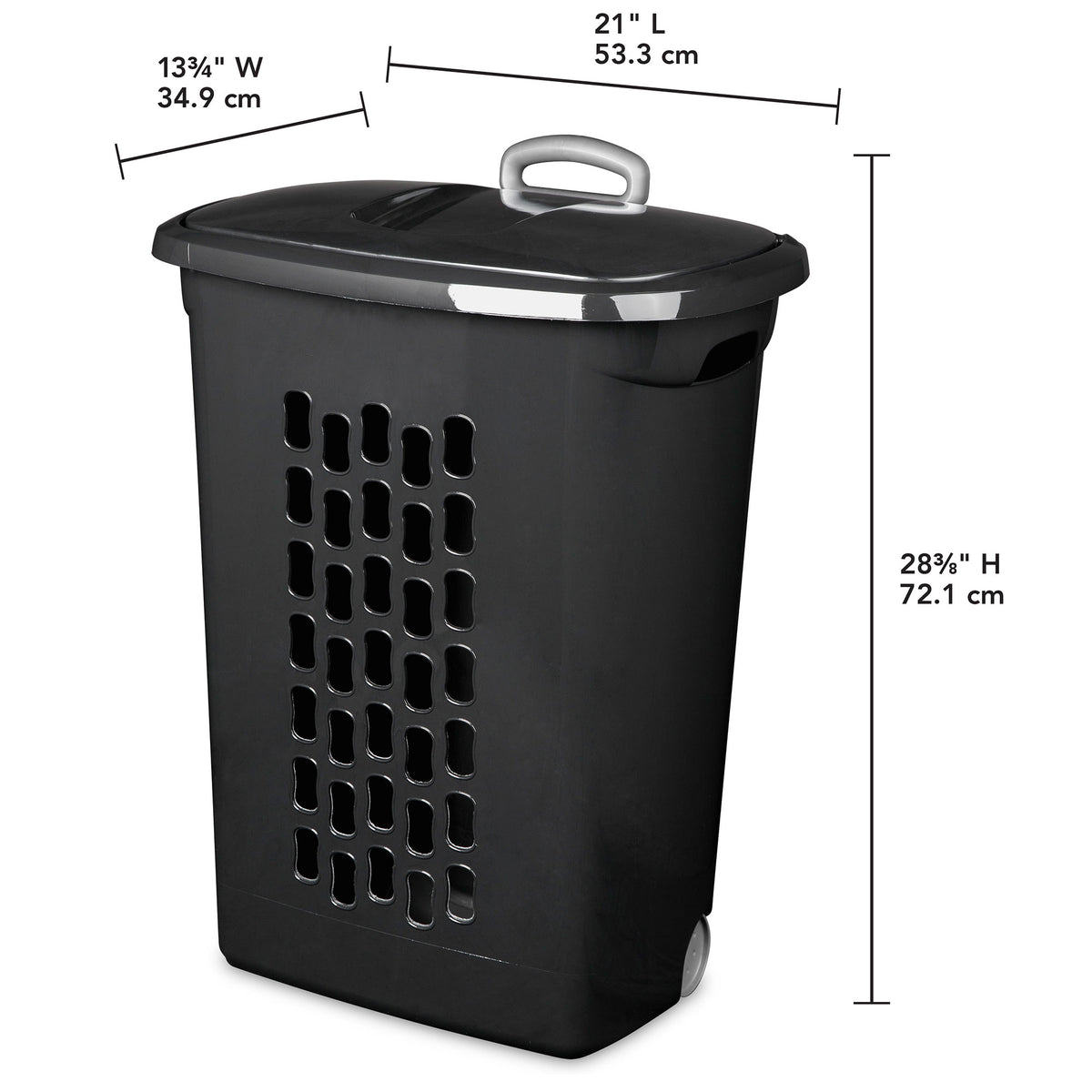 Sterilite Ultra Wheeled Laundry Hamper, Plastic Clothes Bin, Black, 12 Pack