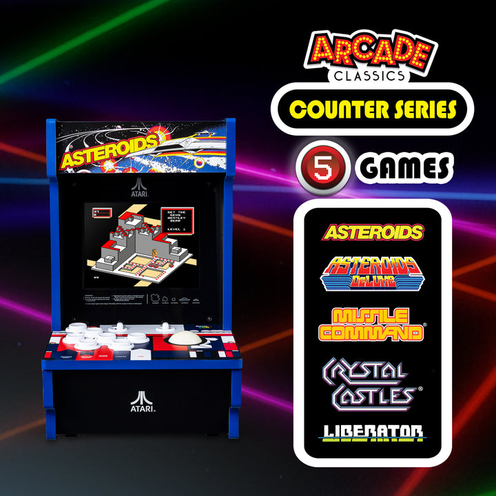 Arcade Classics Atari Asteroids Counter Series Arcade Game with 8 Inch Screen