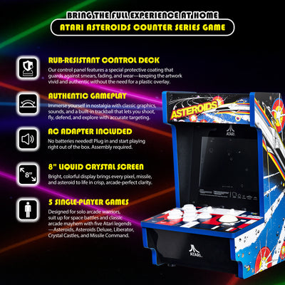 Arcade Classics Atari Asteroids Counter Series Arcade Game (Open Box) - VMInnovations