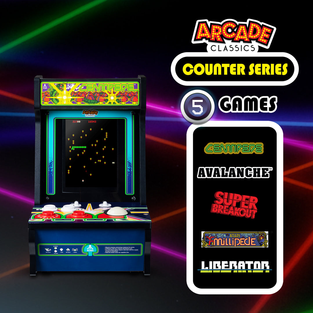 Arcade Classics Atari Centipede Counter Series Arcade Game with 8 Inch Screen