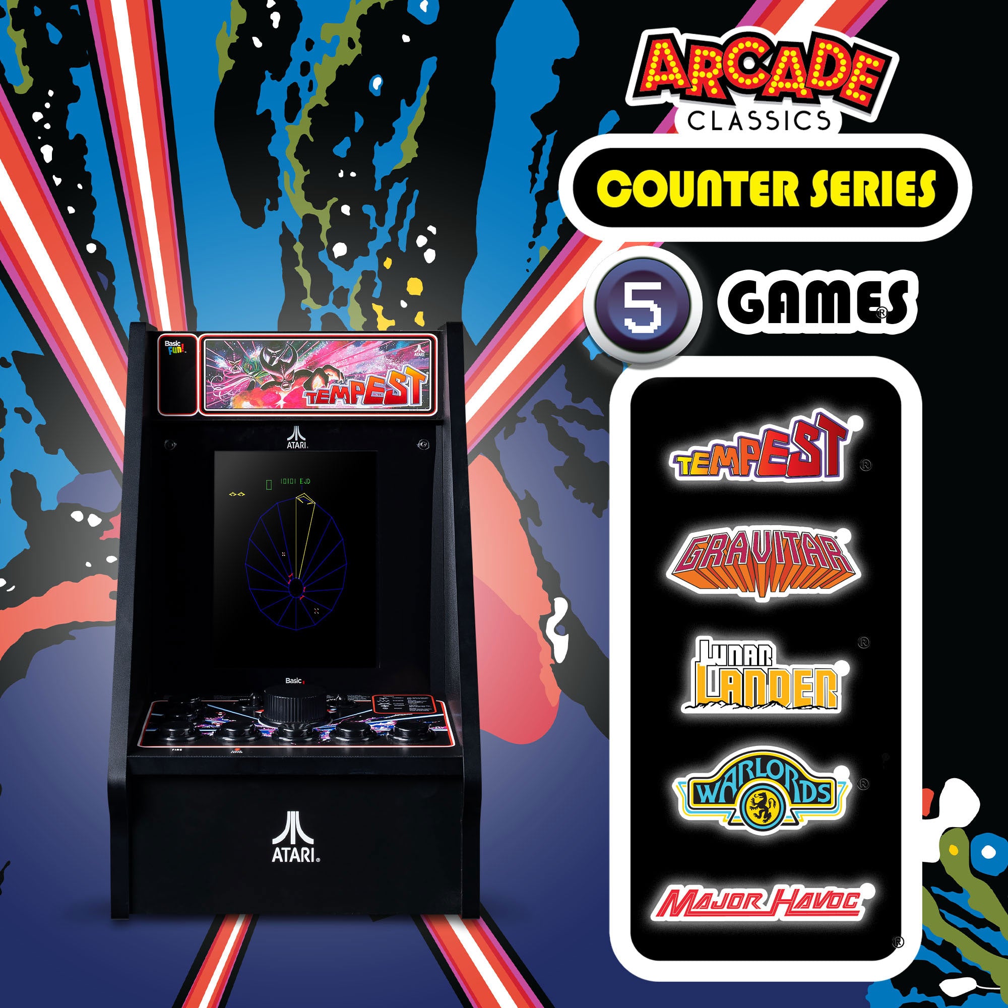 Arcade Classics Atari Tempest Counter Series Arcade Game with 8 Inch Screen - VMInnovations