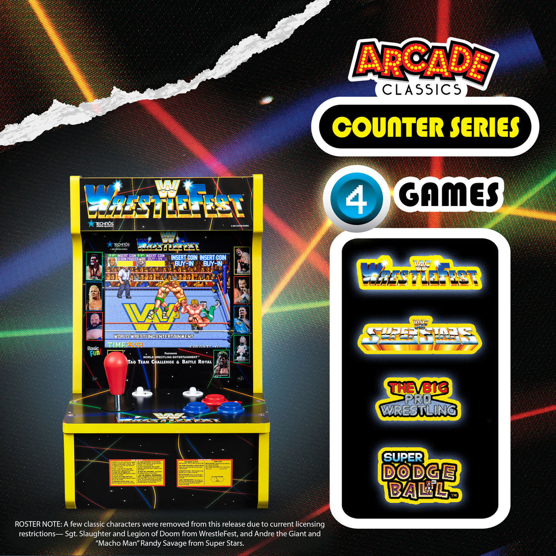 Arcade Classics WWE Counter Series w/8" Crystal Screen & 4 Games (Open Box)