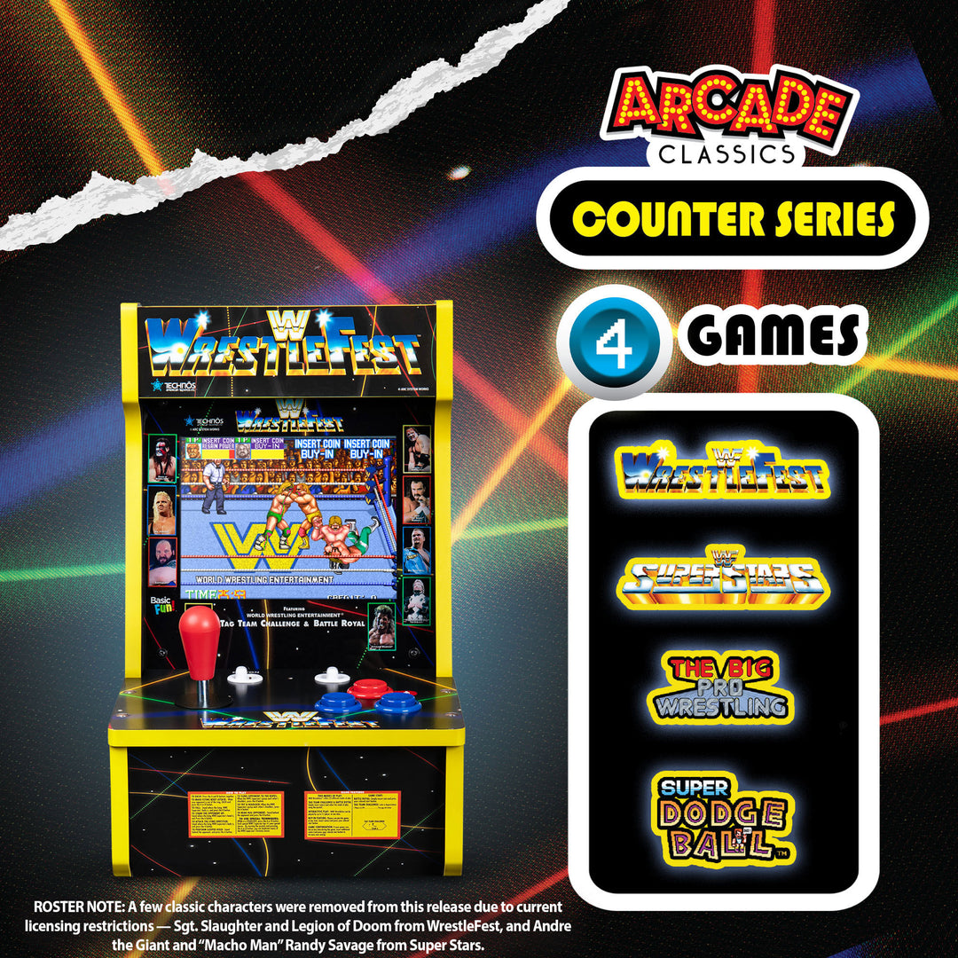 Arcade Classics WWE Counter Series Game with 8" Liquid Crystal Screen & 4 Games