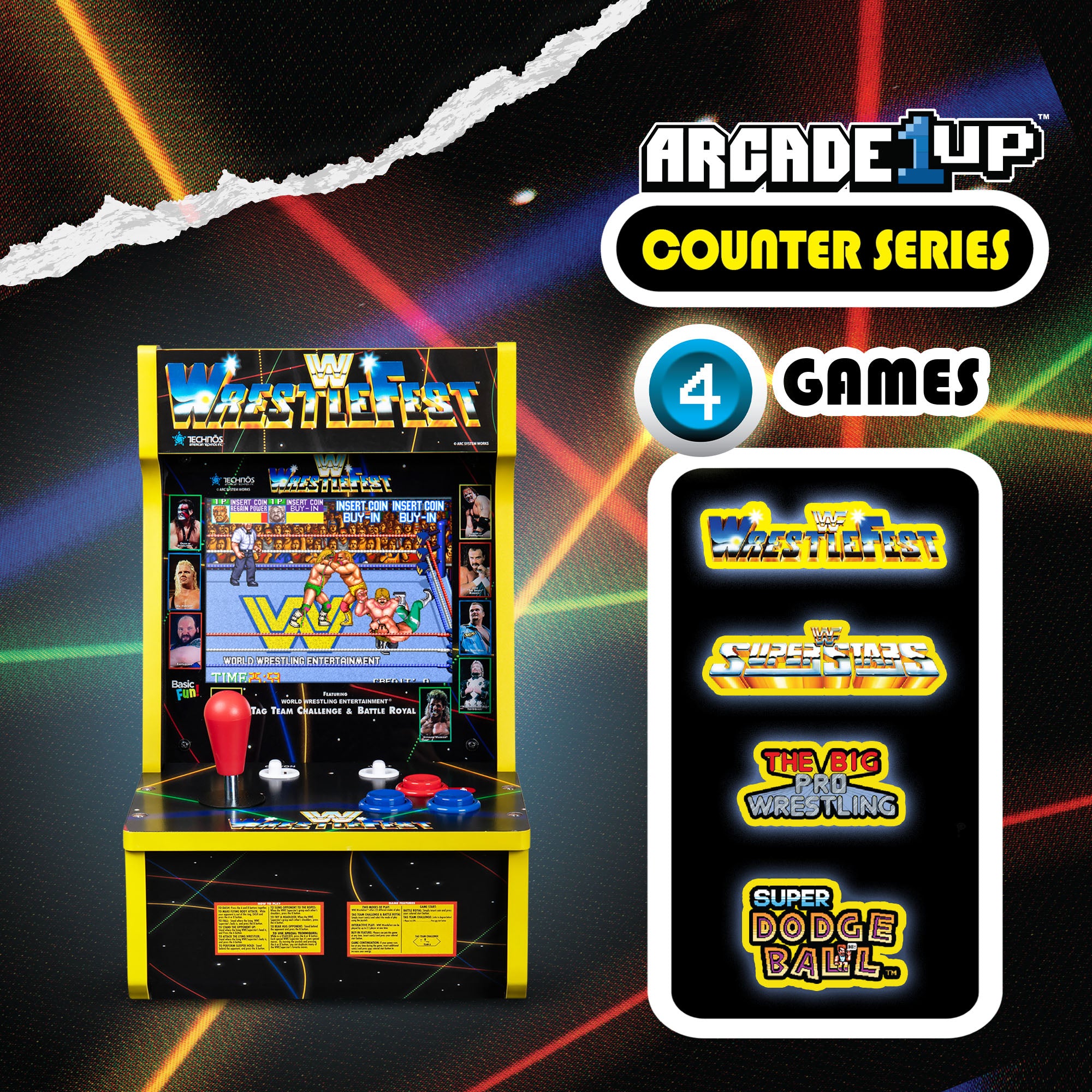 Arcade Classics WWE Counter Series w/8" Crystal Screen & 4 Games (Open Box)