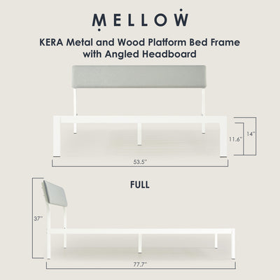 Mellow KERA Metal/Wood Platform Bed Frame with Angled Headboard, Full (Open Box)