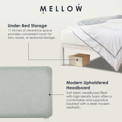 Mellow KERA Metal/Wood Platform Bed Frame with Angled Headboard, Full (Open Box)
