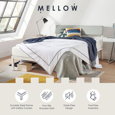 Mellow KERA Metal/Wood Platform Bed Frame with Angled Headboard, Full (Open Box)