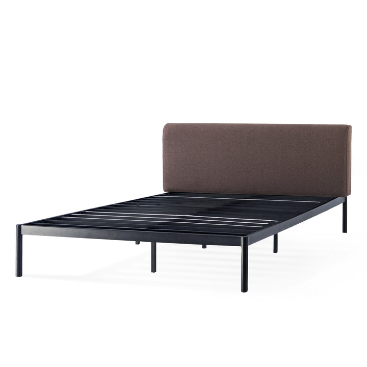 Mellow BREE Metal Platform Bed Frame with Curved Upholstered Backboard(Open Box)