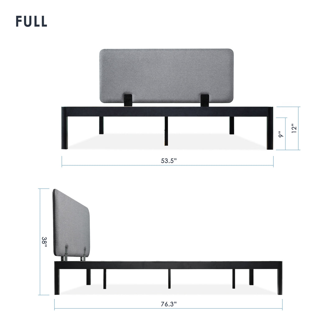 Mellow KERT Metal and Wood Platform Bed Frame with Upholstered Headboard, Full