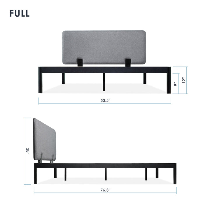 Mellow KERT Metal and Wood Platform Bed Frame with Upholstered Headboard, Full