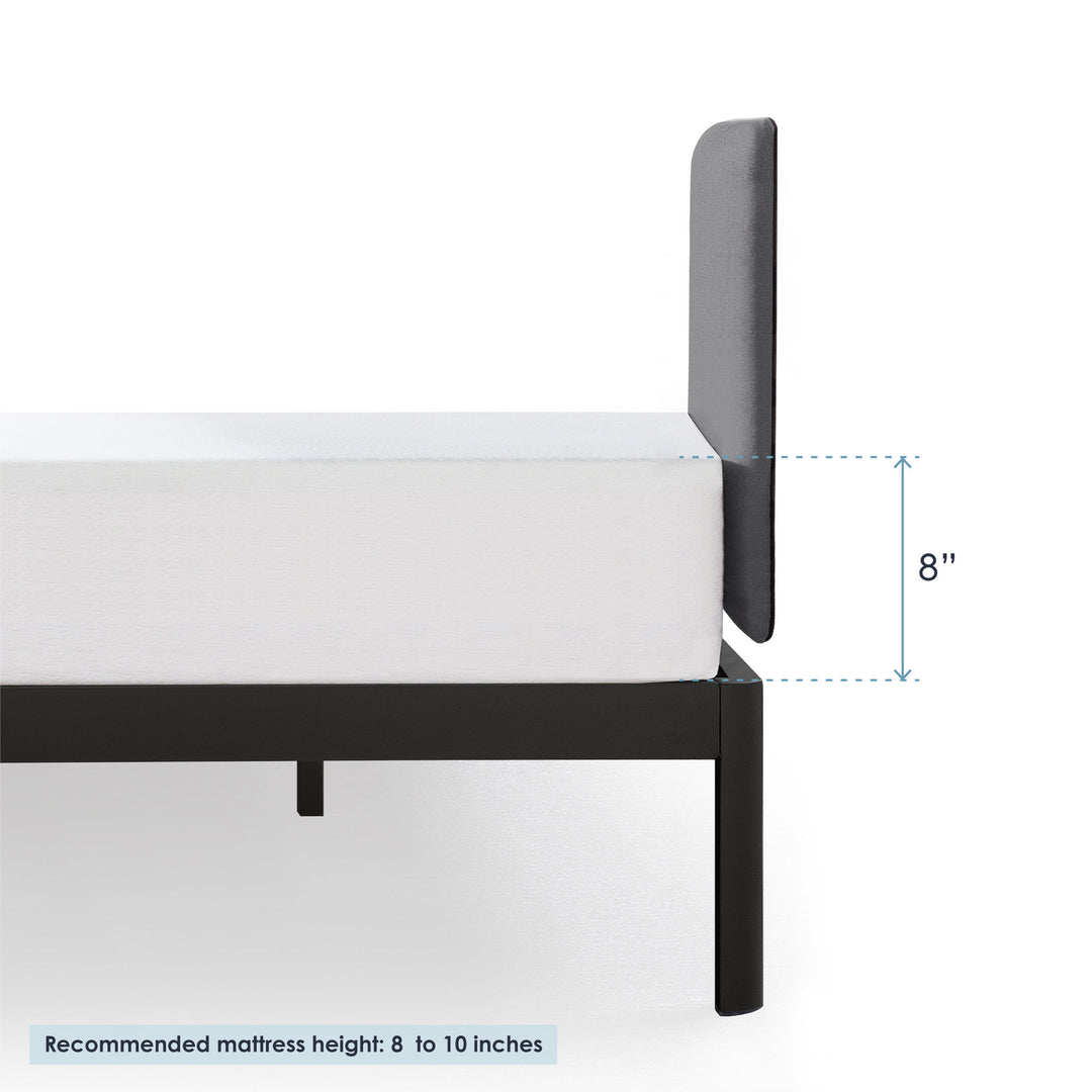 Mellow KERT Metal and Wood Platform Bed Frame with Upholstered Headboard, Full