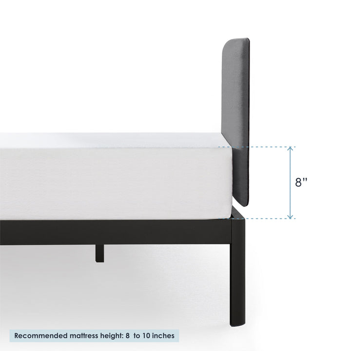 Mellow KERT Metal and Wood Platform Bed Frame with Upholstered Headboard, Full