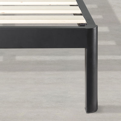 Mellow KERT Metal and Wood Platform Bed Frame with Upholstered Headboard, Queen - VMInnovations