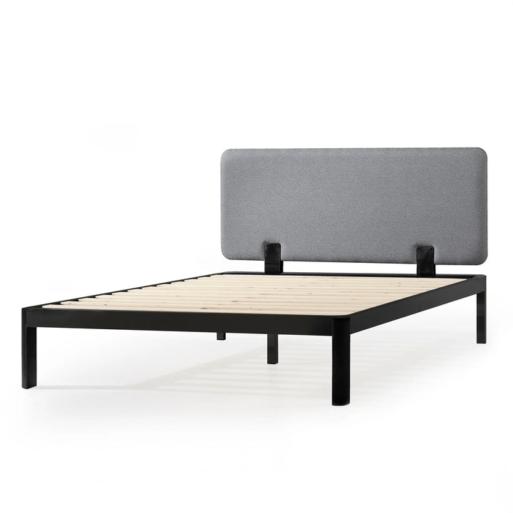 Mellow KERT Metal and Wood Platform Bed Frame with Upholstered Headboard, Queen - VMInnovations