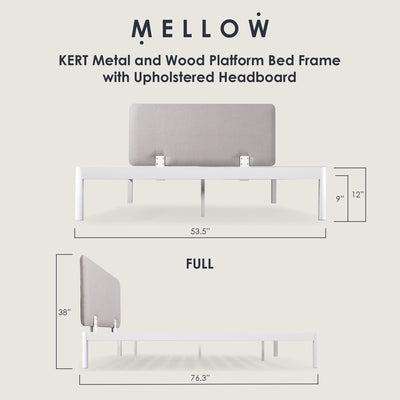 Mellow Metal & Wood Platform Bed Frame w/Upholstered Headboard, Full (Open Box)
