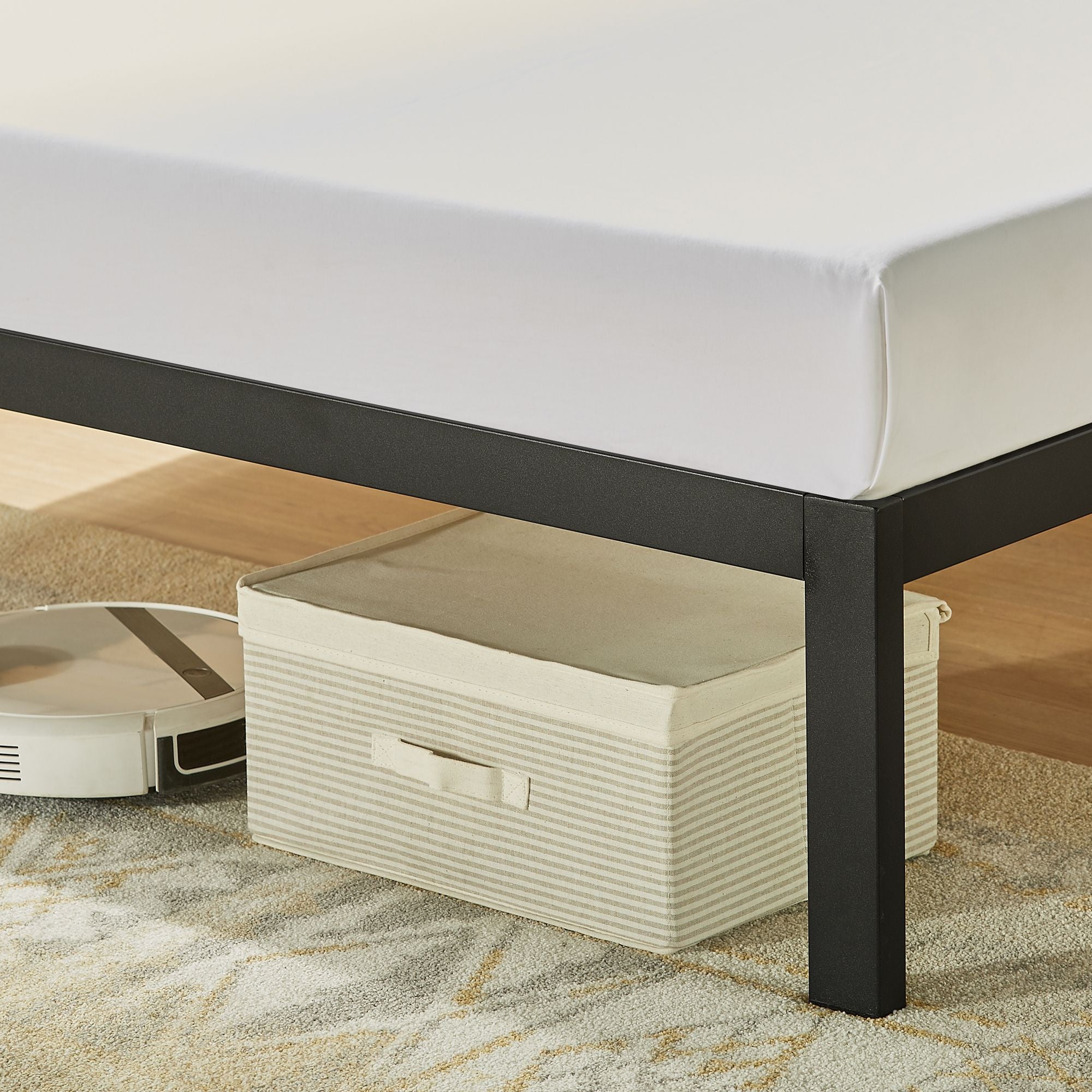 Mellow Metal & Wood Platform Bed Frame with Low Headboard Shelf, Twin(Used) - VMInnovations