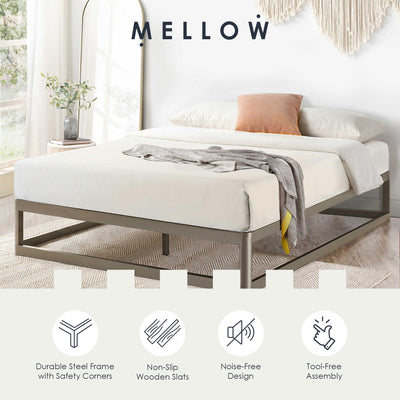 Mellow Ace of Base Metal Platform Low Profile Bed Frame, Round 12 Inch, King - VMInnovations