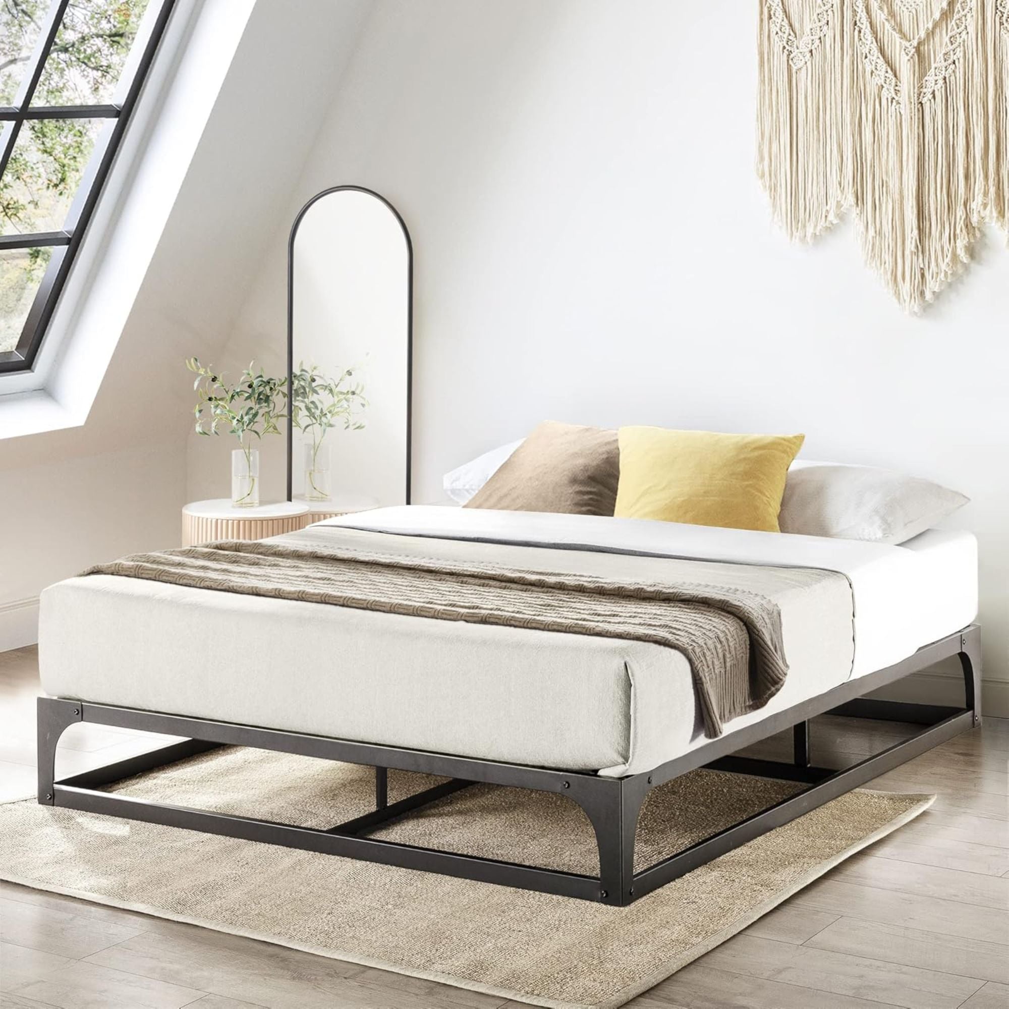Mellow Ace of Base Metal Platform Low Profile Bed Frame, Hinged 9 Inch, King - VMInnovations