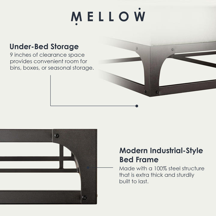 Mellow Ace of Base King Metal Platform Low Profile Bed Frame Hinged 9"(Open Box)