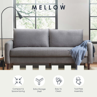 Mellow MAE Mid-Century Modern Curved Arm Sofa with Solid Wood Legs, Light Grey - VMInnovations