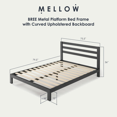 Mellow Classic Heavy Duty Platform Bed Frame w/Headboard, 10", King (Open Box)